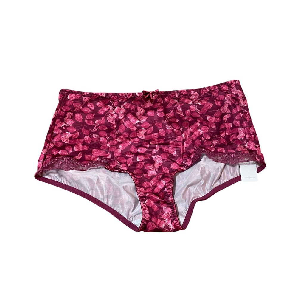 Elomi Womens XL Briony Berry Leaf Print Full Brief Panty Lace Trim EL8436CLT NWT